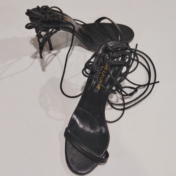 Saint Laurent Leather Lexi Lace-Up Sandals With Stiletto Heels Size 39 - Picture 14 of 14